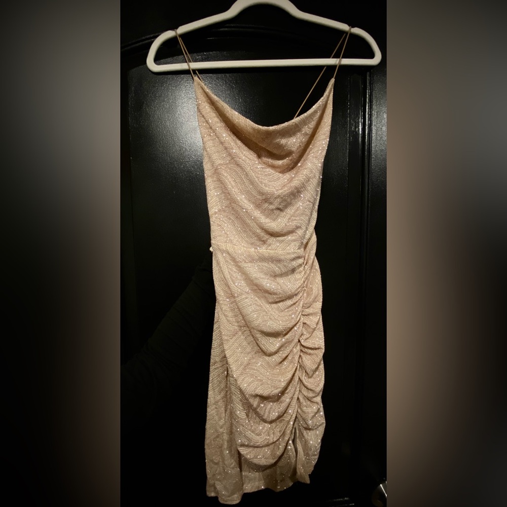 Macy's Shimmering Cream Mini Dress